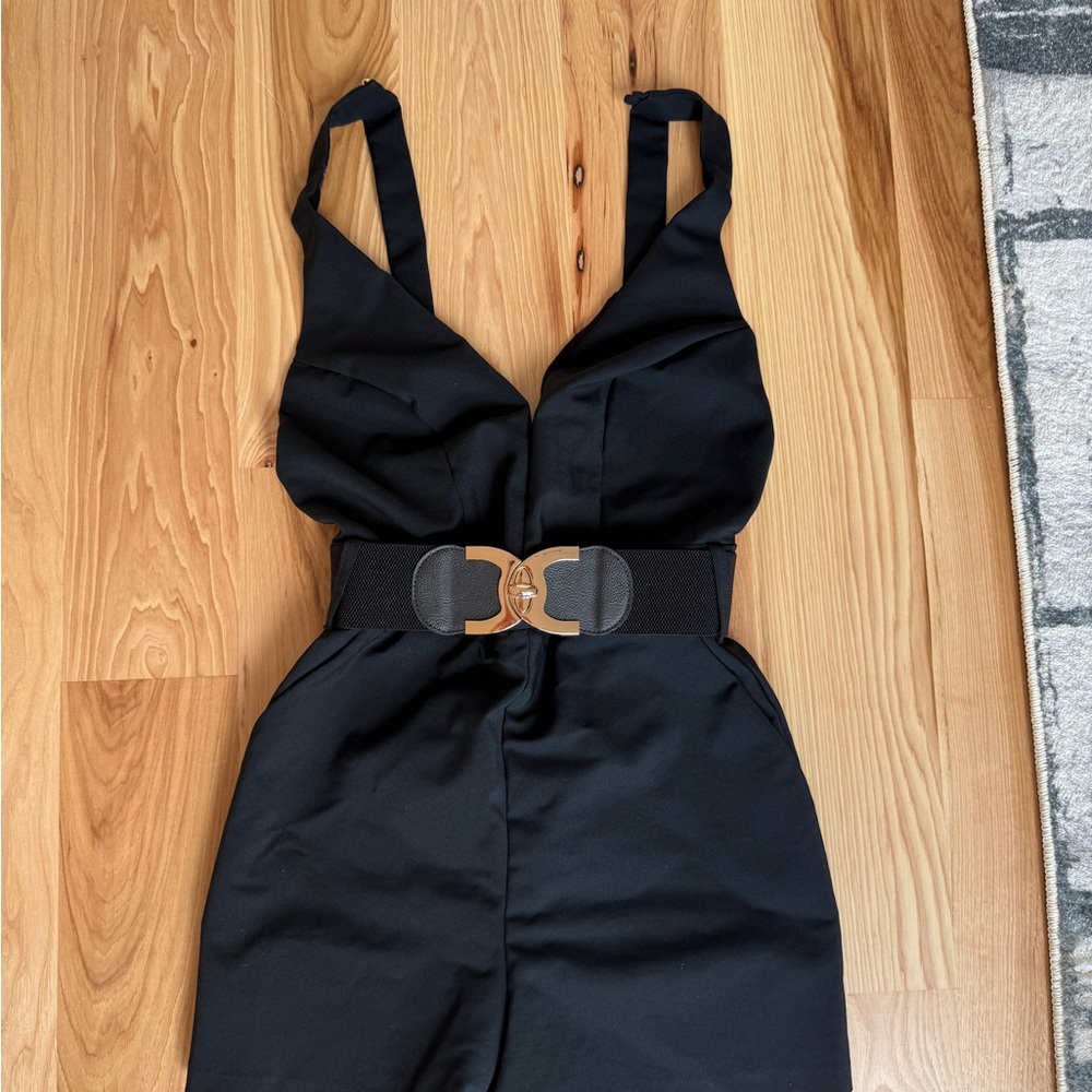 Studio Black Jumpsuit with Gold Accent